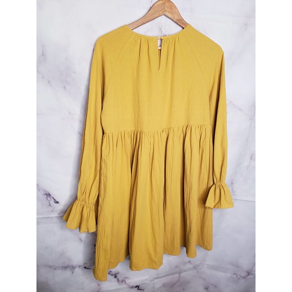 SHEIN Mustard Yellow Long Sleeve BabyDoll Mini Dress XS - Picture 6 of 12